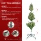 Glitzhome 6ft Pre-Lit Green Cashmere Slim Pine Artificial Christmas Tree with 250 Warm White and Multi-color Globe Lights, 9 function with Foot Pedal and Remote