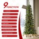 Glitzhome 9ft Pre-Lit Green Pencil Spruce Artificial Christmas Tree with 580 Warm White and Multi-color Lights, 9 Function with Remote,Simple Setup