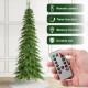 Glitzhome 9ft Pre-Lit Green Pencil Spruce Artificial Christmas Tree with 580 Warm White and Multi-color Lights, 9 Function with Remote,Simple Setup