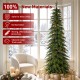 Glitzhome 9ft Pre-Lit Green Pencil Spruce Artificial Christmas Tree with 580 Warm White and Multi-color Lights, 9 Function with Remote,Simple Setup