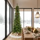 Glitzhome 9ft Pre-Lit Green Pencil Spruce Artificial Christmas Tree with 580 Warm White and Multi-color Lights, 9 Function with Remote,Simple Setup