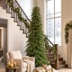 Glitzhome 9ft Pre-Lit Green Pencil Spruce Artificial Christmas Tree with 580 Warm White and Multi-color Lights, 9 Function with Remote,Simple Setup