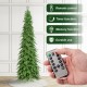 Glitzhome 11ft Pre-Lit Green Pencil Spruce Artificial Christmas Tree with 800 Warm White and Multi-color Lights, 9 Function with Remote,Simple Setup