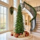 Glitzhome 11ft Pre-Lit Green Pencil Spruce Artificial Christmas Tree with 800 Warm White and Multi-color Lights, 9 Function with Remote,Simple Setup