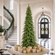 Glitzhome 11ft Pre-Lit Green Pencil Spruce Artificial Christmas Tree with 800 Warm White and Multi-color Lights, 9 Function with Remote,Simple Setup