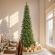 Glitzhome 11ft Pre-Lit Green Pencil Spruce Artificial Christmas Tree with 800 Warm White and Multi-color Lights, 9 Function with Remote,Simple Setup
