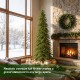Glitzhome 11ft Pre-Lit Green Pencil Spruce Artificial Christmas Tree with 800 Warm White and Multi-color Lights, 9 Function with Remote,Simple Setup