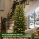 Glitzhome 6ft Pre-Lit Green Slim Fir Artificial Christmas Tree with 300 Warm White and Multi-Color Twinkling Lights, 10 Function with Foot Pedal and Remote