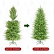 Glitzhome 6ft Pre-Lit Green Slim Fir Artificial Christmas Tree with 300 Warm White and Multi-Color Twinkling Lights, 10 Function with Foot Pedal and Remote