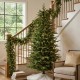 Glitzhome 6ft Pre-Lit Green Slim Fir Artificial Christmas Tree with 300 Warm White and Multi-Color Twinkling Lights, 10 Function with Foot Pedal and Remote