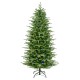 Glitzhome 6ft Pre-Lit Green Slim Fir Artificial Christmas Tree with 300 Warm White and Multi-Color Twinkling Lights, 10 Function with Foot Pedal and Remote
