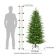 Glitzhome 6ft Pre-Lit Green Slim Fir Artificial Christmas Tree with 300 Warm White and Multi-Color Twinkling Lights, 10 Function with Foot Pedal and Remote