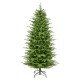 Glitzhome 6ft Pre-Lit Green Slim Fir Artificial Christmas Tree with 300 Warm White and Multi-Color Twinkling Lights, 10 Function with Foot Pedal and Remote