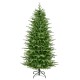 Glitzhome 6ft Pre-Lit Green Slim Fir Artificial Christmas Tree with 300 Warm White and Multi-Color Twinkling Lights, 10 Function with Foot Pedal and Remote