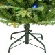 Glitzhome 6ft Pre-Lit Green Slim Fir Artificial Christmas Tree with 300 Warm White and Multi-Color Twinkling Lights, 10 Function with Foot Pedal and Remote