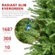 Glitzhome 6ft Pre-Lit Green Slim Fir Artificial Christmas Tree with 300 Warm White and Multi-Color Twinkling Lights, 10 Function with Foot Pedal and Remote