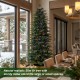 Glitzhome 7.5ft Pre-Lit Green Slim Fir Artificial Christmas Tree with 1400 Warm White and Multi-Color Chasing and Twinkling Lights, 9 Function with Foot Pedal and Remote