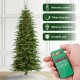 Glitzhome 7.5ft Pre-Lit Green Slim Fir Artificial Christmas Tree with 1400 Warm White and Multi-Color Chasing and Twinkling Lights, 9 Function with Foot Pedal and Remote