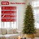 Glitzhome 7.5ft Pre-Lit Green Slim Fir Artificial Christmas Tree with 1400 Warm White and Multi-Color Chasing and Twinkling Lights, 9 Function with Foot Pedal and Remote