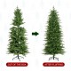 Glitzhome 7.5ft Pre-Lit Green Slim Fir Artificial Christmas Tree with 1400 Warm White and Multi-Color Chasing and Twinkling Lights, 9 Function with Foot Pedal and Remote
