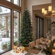 Glitzhome 7.5ft Pre-Lit Green Slim Fir Artificial Christmas Tree with 1400 Warm White and Multi-Color Chasing and Twinkling Lights, 9 Function with Foot Pedal and Remote