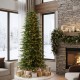 Glitzhome 7.5ft Pre-Lit Green Slim Fir Artificial Christmas Tree with 1400 Warm White and Multi-Color Chasing and Twinkling Lights, 9 Function with Foot Pedal and Remote