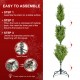 Glitzhome 7.5ft Pre-Lit Green Slim Fir Artificial Christmas Tree with 1400 Warm White and Multi-Color Chasing and Twinkling Lights, 9 Function with Foot Pedal and Remote