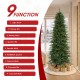 Glitzhome 9ft Pre-Lit Green Slim Fir Artificial Christmas Tree with 1850 Warm White and Multi-Color Chasing and Twinkling Lights, 9 Function with Foot Pedal and Remote