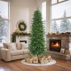 Glitzhome 9ft Pre-Lit Green Slim Fir Artificial Christmas Tree with 1850 Warm White and Multi-Color Chasing and Twinkling Lights, 9 Function with Foot Pedal and Remote