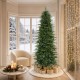 Glitzhome 9ft Pre-Lit Green Slim Fir Artificial Christmas Tree with 1850 Warm White and Multi-Color Chasing and Twinkling Lights, 9 Function with Foot Pedal and Remote