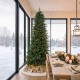Glitzhome 9ft Pre-Lit Green Slim Fir Artificial Christmas Tree with 1850 Warm White and Multi-Color Chasing and Twinkling Lights, 9 Function with Foot Pedal and Remote