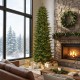 Glitzhome 11ft Pre-Lit Green Slim Fir Artificial Christmas Tree with 2700 Warm White and Multi-Color Chasing and Twinkling Lights, 9 Function with Foot Pedal and Remote