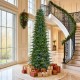 Glitzhome 11ft Pre-Lit Green Slim Fir Artificial Christmas Tree with 2700 Warm White and Multi-Color Chasing and Twinkling Lights, 9 Function with Foot Pedal and Remote