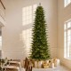 Glitzhome 11ft Pre-Lit Green Slim Fir Artificial Christmas Tree with 2700 Warm White and Multi-Color Chasing and Twinkling Lights, 9 Function with Foot Pedal and Remote