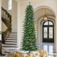 Glitzhome 11ft Pre-Lit Green Slim Fir Artificial Christmas Tree with 2700 Warm White and Multi-Color Chasing and Twinkling Lights, 9 Function with Foot Pedal and Remote