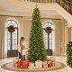 Glitzhome 11ft Pre-Lit Green Slim Fir Artificial Christmas Tree with 2700 Warm White and Multi-Color Chasing and Twinkling Lights, 9 Function with Foot Pedal and Remote