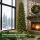 Glitzhome 11ft Pre-Lit Green Slim Fir Artificial Christmas Tree with 2700 Warm White and Multi-Color Chasing and Twinkling Lights, 9 Function with Foot Pedal and Remote