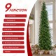Glitzhome 15ft Pre-Lit Green Pencil Spruce Artificial Christmas Tree with 1500 Warm White and Multi-color Lights, 9 Function with Remote, Simple Setup
