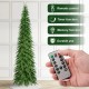 Glitzhome 15ft Pre-Lit Green Pencil Spruce Artificial Christmas Tree with 1500 Warm White and Multi-color Lights, 9 Function with Remote, Simple Setup