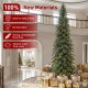 Glitzhome 15ft Pre-Lit Green Pencil Spruce Artificial Christmas Tree with 1500 Warm White and Multi-color Lights, 9 Function with Remote, Simple Setup