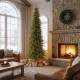 Glitzhome 15ft Pre-Lit Green Pencil Spruce Artificial Christmas Tree with 1500 Warm White and Multi-color Lights, 9 Function with Remote, Simple Setup