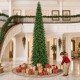 Glitzhome 15ft Pre-Lit Green Pencil Spruce Artificial Christmas Tree with 1500 Warm White and Multi-color Lights, 9 Function with Remote, Simple Setup