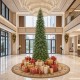 Glitzhome 15ft Pre-Lit Green Pencil Spruce Artificial Christmas Tree with 1500 Warm White and Multi-color Lights, 9 Function with Remote, Simple Setup