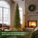 Glitzhome 15ft Pre-Lit Green Pencil Spruce Artificial Christmas Tree with 1500 Warm White and Multi-color Lights, 9 Function with Remote, Simple Setup