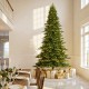 Glitzhome 11ft Pre-Lit Green Full Fir Artificial Christmas Tree with 3150 Warm White and Multi-Color Chasing and Twinkling Lights, 9 Function with Foot Pedal and Remote, Simple Setup