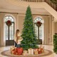 Glitzhome 11ft Pre-Lit Green Full Fir Artificial Christmas Tree with 3150 Warm White and Multi-Color Chasing and Twinkling Lights, 9 Function with Foot Pedal and Remote, Simple Setup
