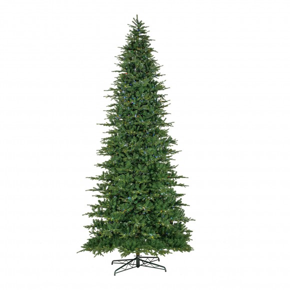 Glitzhome 15ft Pre-Lit Green Full Fir Artificial Christmas Tree with 5000 Warm White and Multi-Color Chasing and Twinkling Lights, 9 Function with Foot Pedal and Remote, Simple Setup