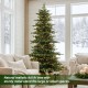 Glitzhome 7.5ft Pre-Lit Green Full Fir Artificial Christmas Tree with 550 Warm White and Multi-Color C4 Strawberry Lights, 9 Function with Foot Pedal