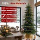 Glitzhome 7.5ft Pre-Lit Green Full Fir Artificial Christmas Tree with 550 Warm White and Multi-Color C4 Strawberry Lights, 9 Function with Foot Pedal