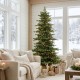 Glitzhome 7.5ft Pre-Lit Green Full Fir Artificial Christmas Tree with 550 Warm White and Multi-Color C4 Strawberry Lights, 9 Function with Foot Pedal